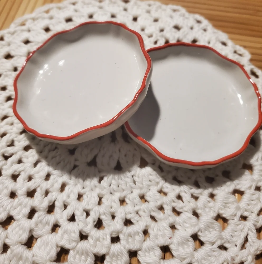 Irregular Edge Recycled Ceramic Trinket Dish Cream/Orange - Hearth & Hand™ with